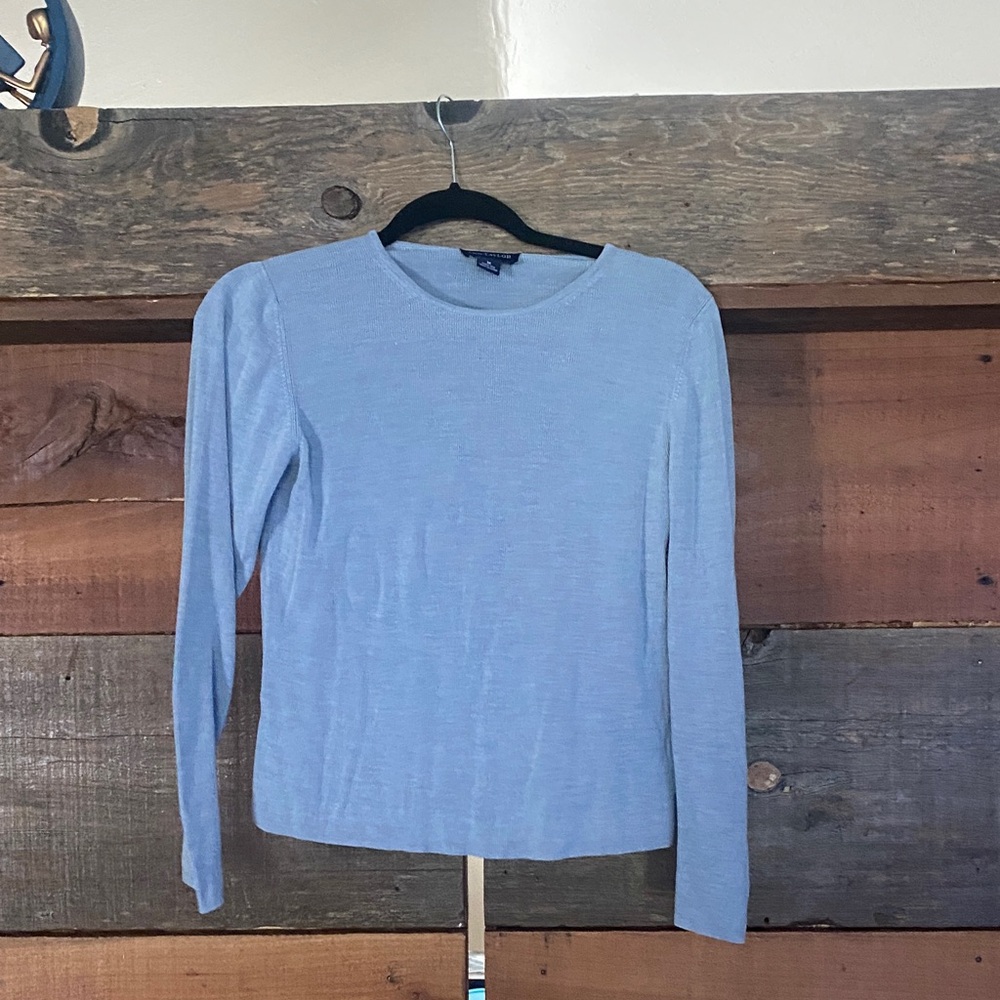 Women's silk Light Blue Long Sleeve Top